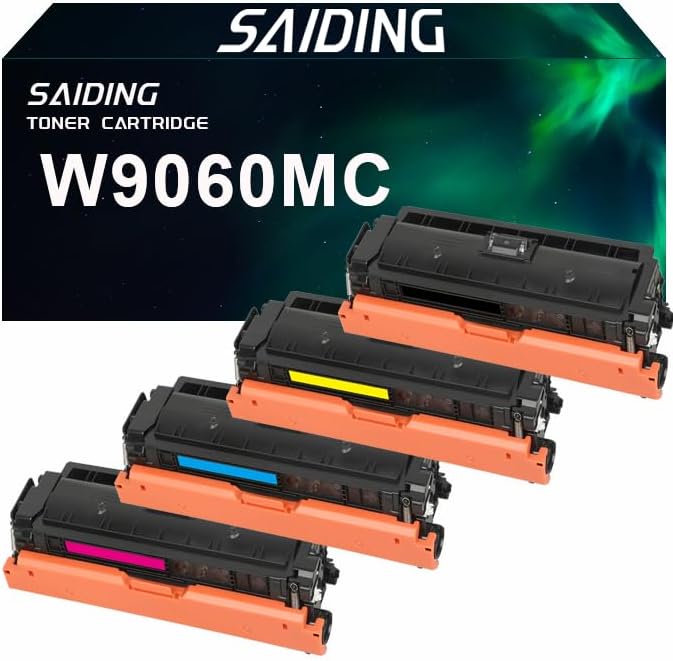 SAIDING W9060MC Remanufactured 4PK W9060MC W9061MC W9062MC W9063MC Toner Cartridge Replacement for Color Managed E55040DW E57540dn E57540C Printer.