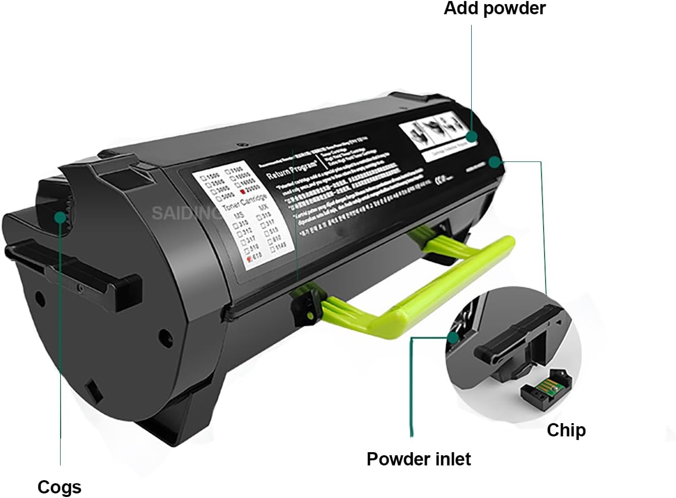 SAIDING Compatible Toner Cartridge Replacement for Dell M11XH B2360 B3460 B3465 Black Toner to Use with B2360d B2360dn B3460dn B3465dn B3465dnf B3465dnf MFP Printer (2 Black)