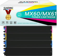 SAIDING Remanufactured MX61NT MX60NT Toner Cartridge Compatible for Sharp MX-61 MX-61NTBA MX-61NTCA MX-61NTMA MX-61NTYA MX2651 MX3051 MX3061 MX3071 MX3551 MX3561 MX3571 MX4051 MX4061 (4 Pack)