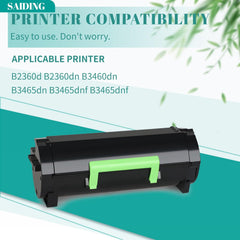 SAIDING Compatible Toner Cartridge Replacement for Dell M11XH B2360 B3460 B3465 Black Toner to Use with B2360d B2360dn B3460dn B3465dn B3465dnf B3465dnf MFP Printer (1 Black)