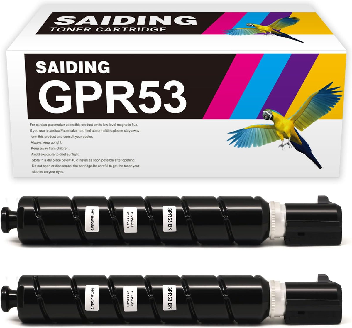 SAIDING Remanufactured Toner Cartridge Compatible for Canon GPR53 GPR-53BK to use with Imagerunner Advance C3325i C3330i C3525i C3530i(2 Black)