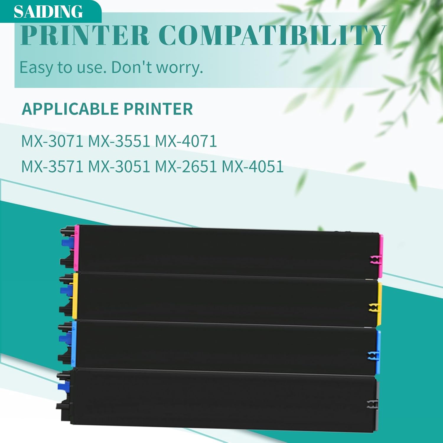 SAIDING MX61NT MX-61NT MX60NT MX-60NT Toner Cartridge Replacement for Sharp MX-3071 MX-3551 MX-4071 MX-3571 MX-3051 MX-2651 MX-4051 Printer(4-Pack,Black Yellow Cyan Magenta)