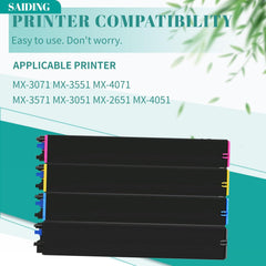 SAIDING MX61NT MX-61NT MX60NT MX-60NT Toner Cartridge Replacement for Sharp MX-3071 MX-3551 MX-4071 MX-3571 MX-3051 MX-2651 MX-4051 Printer(4-Pack,Black Yellow Cyan Magenta)