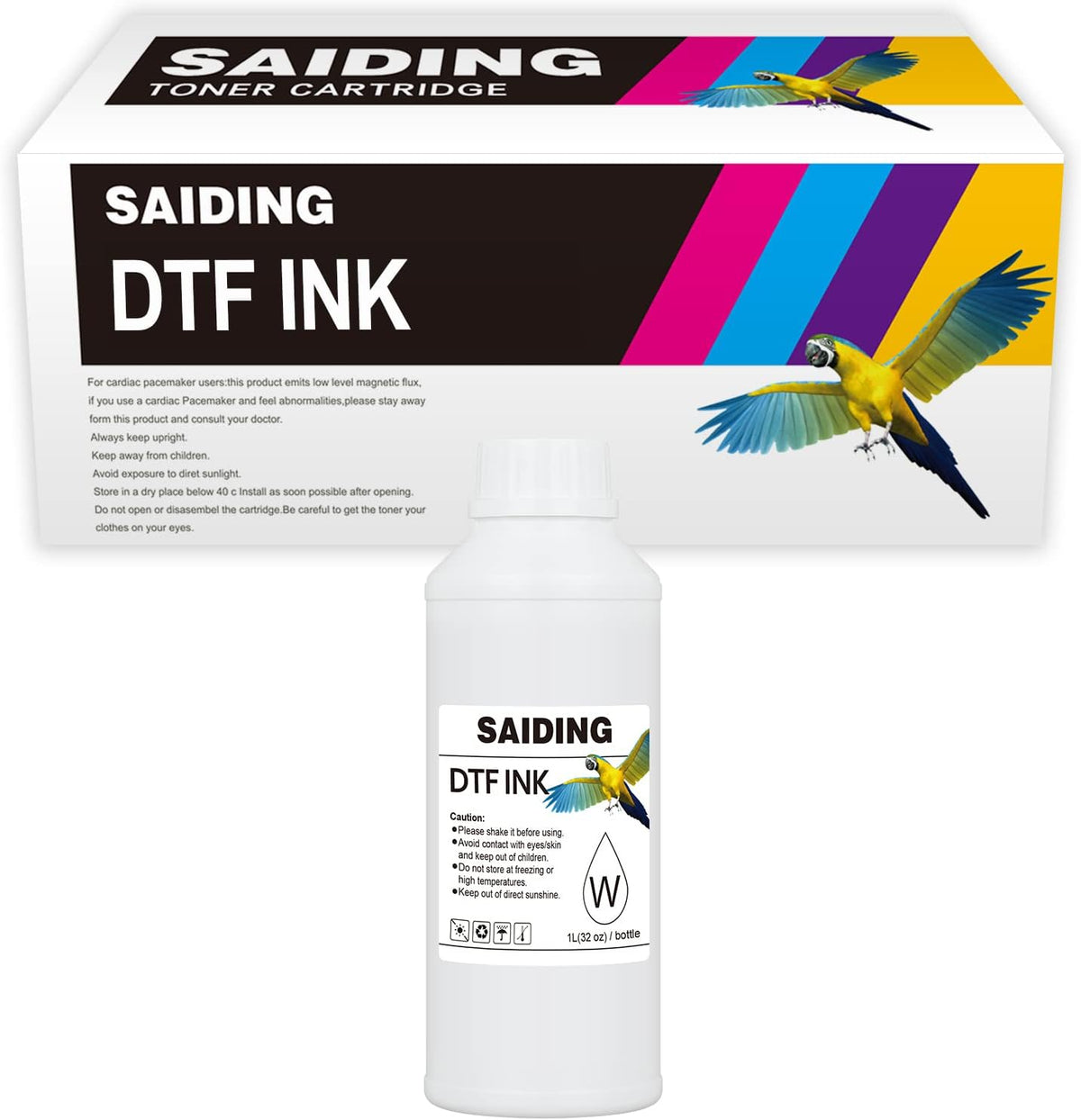 SAIDING Premium DTF Ink Refill for Inkjet Printers Heat Transfer Film Printing R1390 4720 L1800 L805 DX7 DX5 5113 I3200 XP600 (1000ml,1 White)