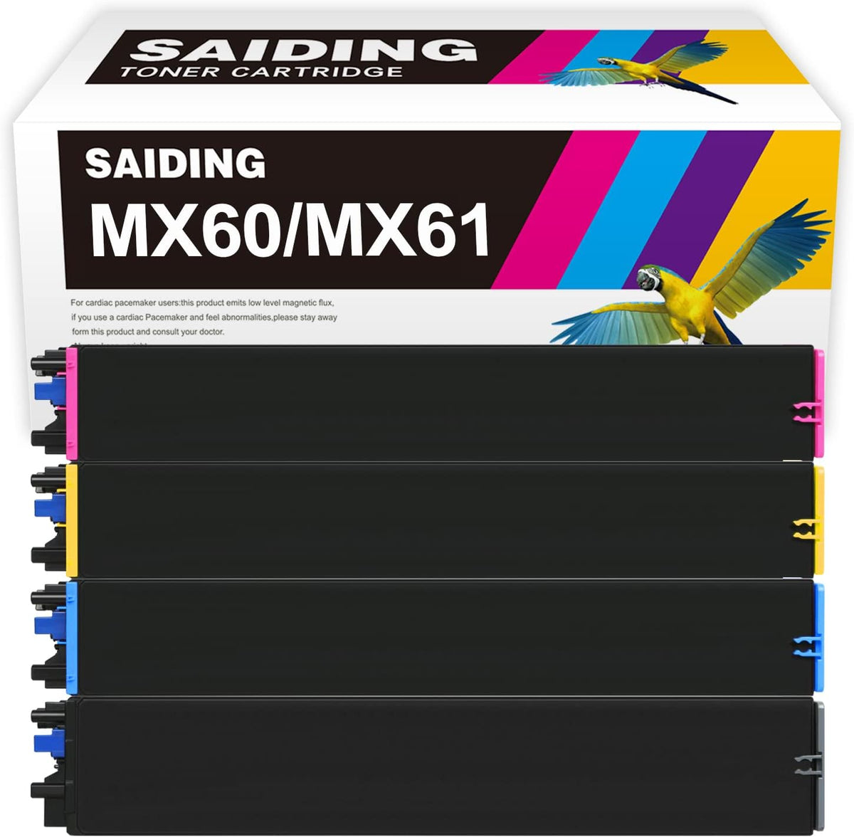 SAIDING Remanufactured MX60NT MX61NT MX-60NT MX-61NT Toner Cartridge Replacement for Sharp for MX-3050N 3550N 4050N 3070N 3570N 4070N 5050N 5070N 6050N 6070N 3550V 3570V 3070V Series Printer (4 Pack)