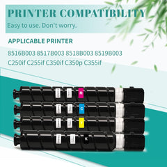 SAIDING Remanufactured GPR-51 8516B003 8517B003 8518B003 8519B003 Toner Cartridge Replacement for Canon C250if C255if C350if C350p C355if Printer(GPR-51K GPR-51C GPR-51Y GPR-51M)