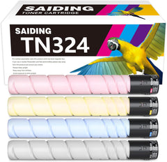 SAIDING Compatible TN324 Toner Cartridge Replacement for Konica Minolta Bizhub C258 C308 C368 Series Black 27000 Color 25000 Pages 4 Pack