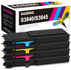 SAIDING Remanufactured Toner Cartridge Replacement for S3840 S3845 593-BCBC 593-BCBD 593-BCBE 593-BCBF for Dell S3840 S3840cdn S3845cdn Printer (4 Pack)