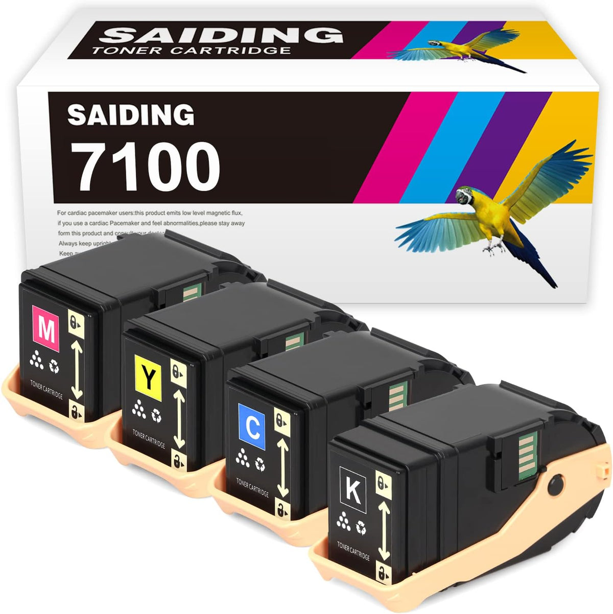 SAIDING Remanufactured Toner Cartridge Replacement for 7100 106R02605 106R02599 106R02600 106R02601 for Xerox Phaser 7100 7100DN 7100N Printer (4 Pack)