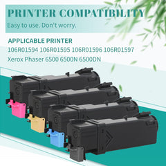 SAIDING 6500 6505 Compatible Toner Cartridge Replacement for 106R01594 106R01595 106R01596 106R01597 for Xerox Phaser 6500 6500N 6500DN Printer (4 Pack)