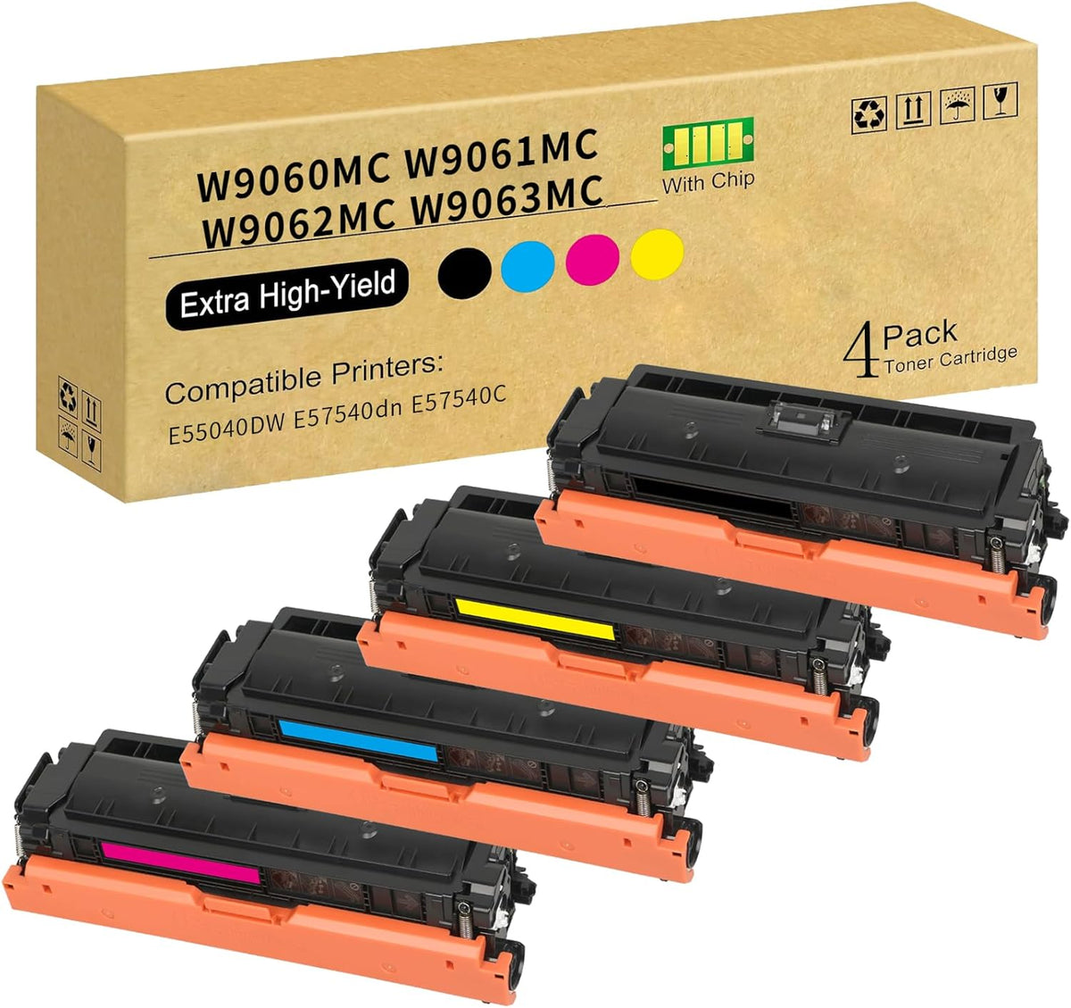 SAIDING W9060MC Toner Cartridge W9060MC W9061MC W9062MC W9063MC Toner Cartridge Compatible for Color Managed E55040DW E57540dn E57540C Printer(4-Color)