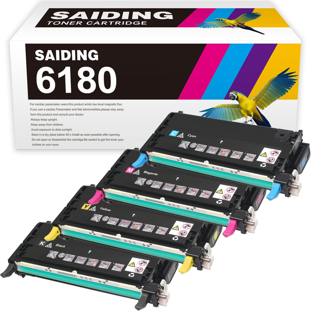 SAIDING Remanufactured Toner Cartridges Replacement for Xerox 6180 113R00726 113R00723 113R00724 113R00725 to Use with 6180N 6180DN 6180MFP-D 6180MFP-N Printer