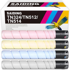 SAIDING Compatible Toner Cartridge Replacement for Konica TN324 TN512 TN514 to Use with Minolta Bizhub C258 C308 C368 C454 C454e C458 C554 C554e C558 C658 Printer (4 Pack)