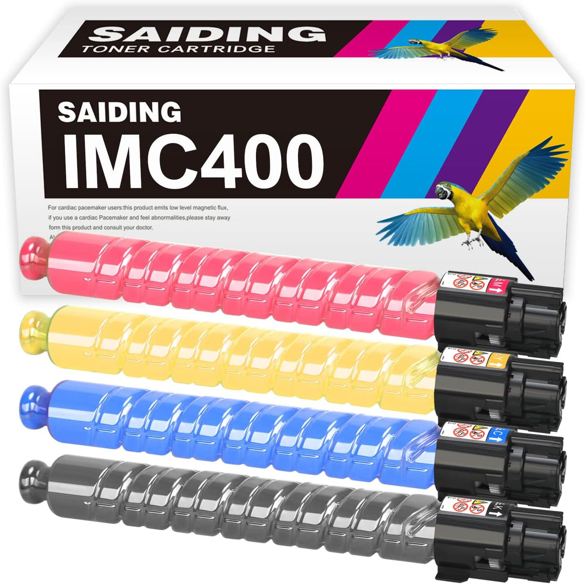 SAIDING Remanufactured Toner Cartridge Compatible for Ricoh IMC400 IMC300 842370 842371 842372 842373 to Use with IM400 IMC 400F IMC400SRF IMC 300F IMC300SRF Printer (4 Pack)