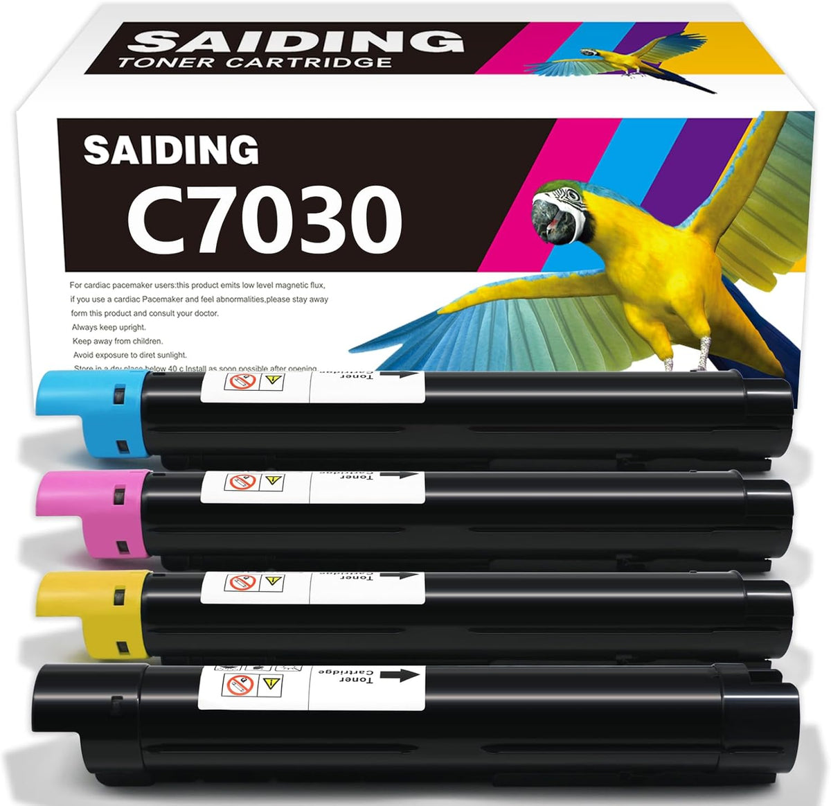 SAIDING 106R03741 106R03744 106R03743 106R03742 Remanufactured C7030 Toner Cartridge Compatible for Xerox Versalink C7020 C7025 C7030 High Yield (Black Cyan Magenta Yellow-4Pack)