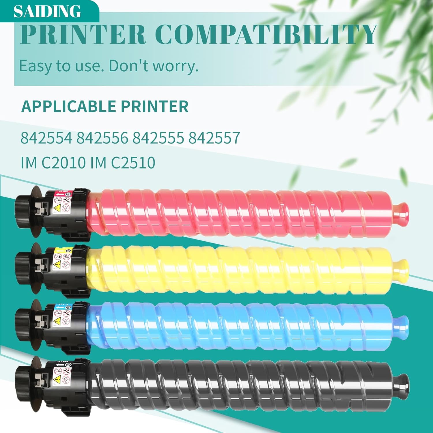 SAIDING Compatible IMC2510 IM C2510 Toner Cartridges 842554 842556 842555 842557 Toner Cartridge High Yield Replacement for Ricoh IM C2010 IM C2510 Printer(Black Magenta Cyan Yellow)