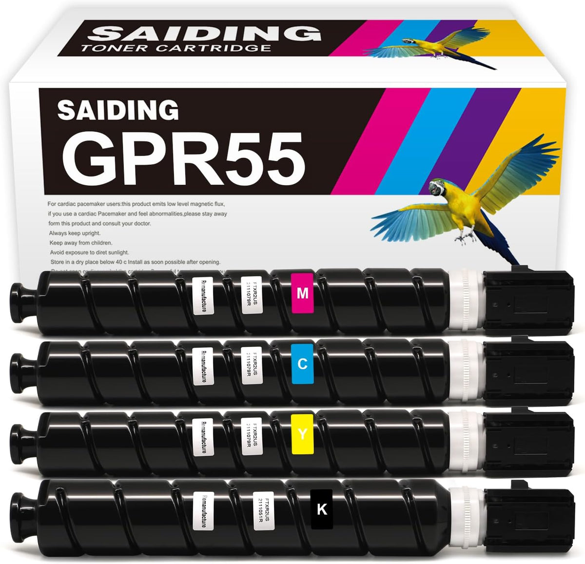 SAIDING GPR55 Compatible 4PK GPR-55 Toner Cartridge Replacement for Canon ImageRunner Advance C5535i C5540i C5550i C5560i Printer.