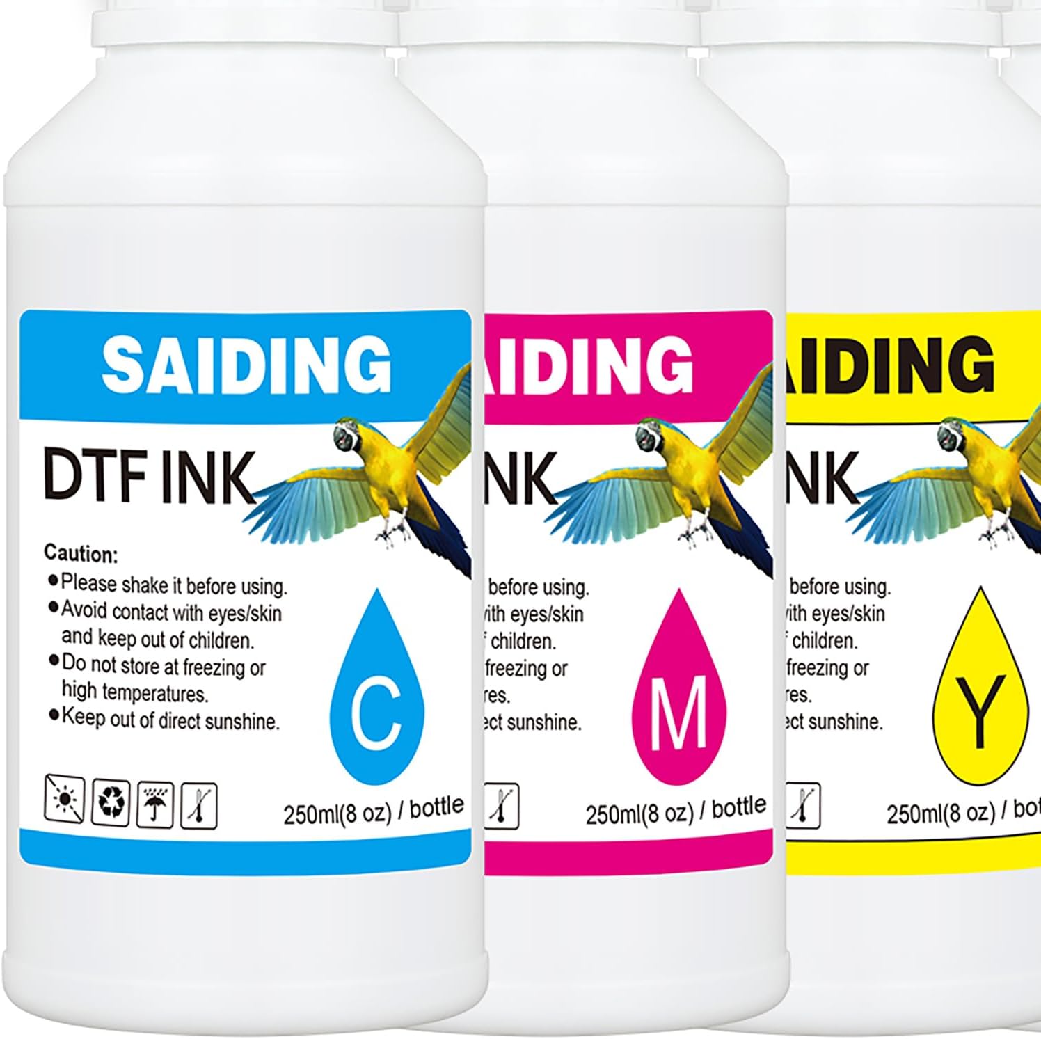 SAIDING Premium DTF Ink Refill for Inkjet Printers Heat Transfer Film Printing(250ml*6,KCMY 2WH)