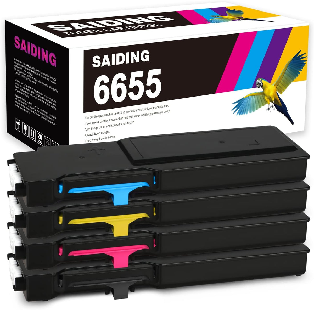 SAIDING Remanufactured Toner Cartridge Compatible for Xerox 6655 106R02747 106R02744 106R02745 106R02746 to use with WorkCentre 6655 6655i 6655iXM 6655XM (1Black 1Cyan 1Magenta 1Yellow, 4 Pack)