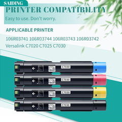 SAIDING 106R03741 106R03744 106R03743 106R03742 Remanufactured C7030 Toner Cartridge Compatible for Xerox Versalink C7020 C7025 C7030 High Yield (Black Cyan Magenta Yellow-4Pack)