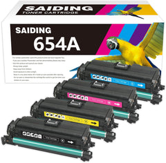 SAIDING Remanufactured 4 Pack 654A 654X CF330A CF331A CF332A CF333A Toner Cartridges Replacement for Color Enterprise MFP M680f M680dn M680z M651n M651dn M651xh Printer.