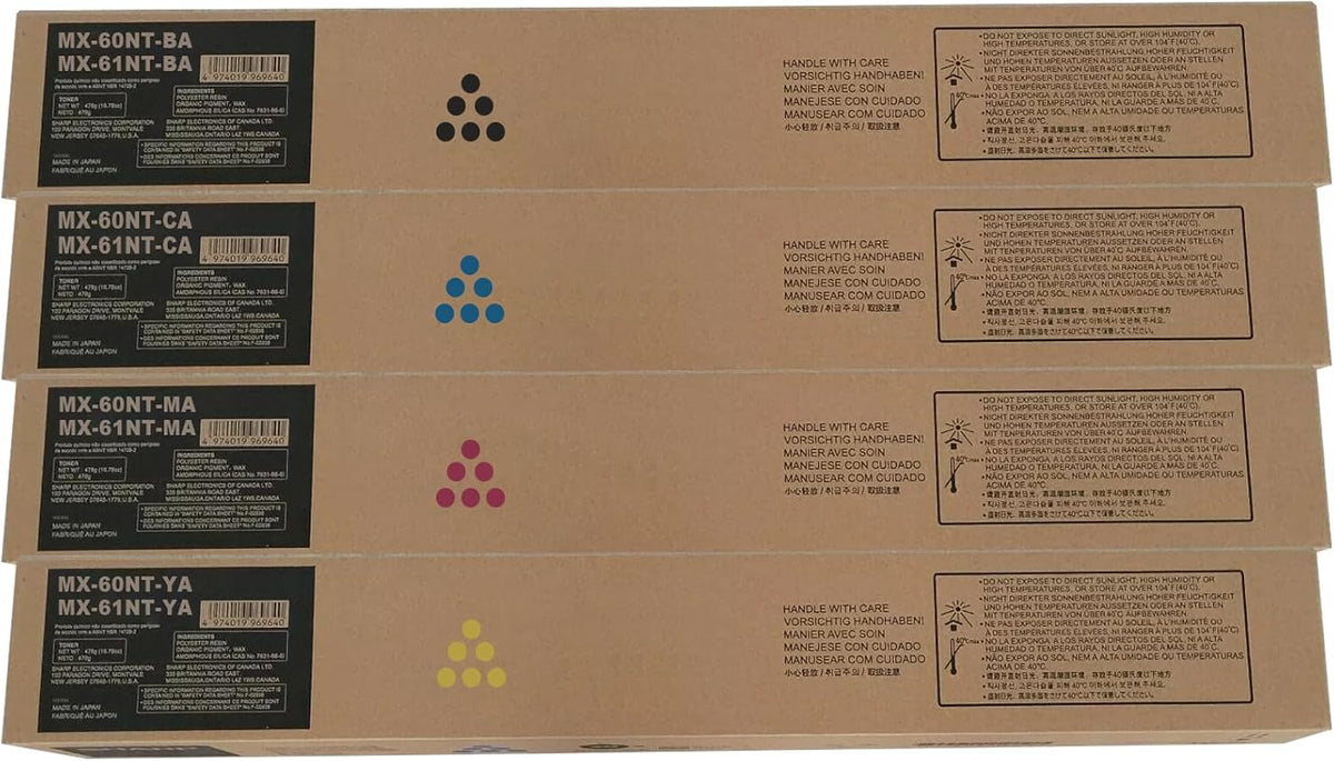SAIDING MX61NT MX-61NT MX60NT MX-60NT Toner Cartridge Replacement for Sharp MX-3071 MX-3551 MX-4071 MX-3571 MX-3051 MX-2651 MX-4051 Printer(4-Pack,Black Yellow Cyan Magenta)