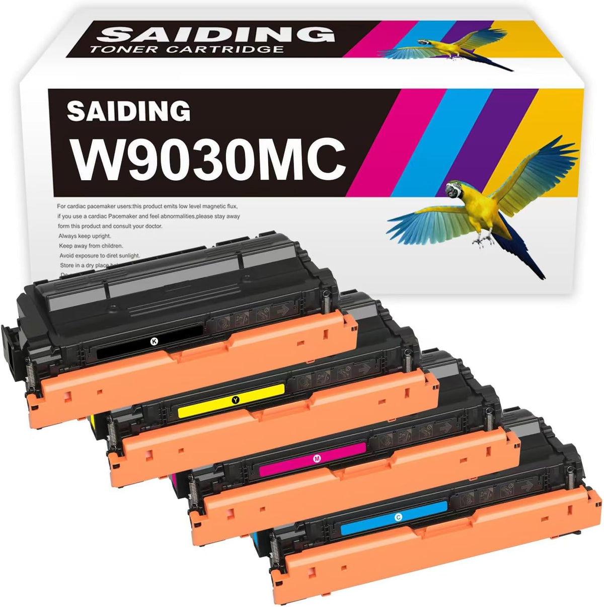 SAIDING Compatible W9030MC W9031MC W9032MC W9033MC Toner Cartridge High Yield Replacement for MFP E67550dh E67650dh E67560z E67660z Printer.(4 Pack,Black Yellow Magenta Cyan)