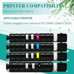 GPR-61 GPR61 Toner Cartridge High Yield Replacement for Canon imageRunner Advance DX C5840i C5860i C5870i Printer.(4-Pack Black Yellow Cyan Magenta)