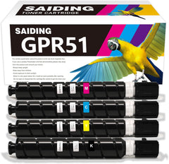 SAIDING Remanufactured GPR-51 8516B003 8517B003 8518B003 8519B003 Toner Cartridge Replacement for Canon C250if C255if C350if C350p C355if Printer(GPR-51K GPR-51C GPR-51Y GPR-51M)