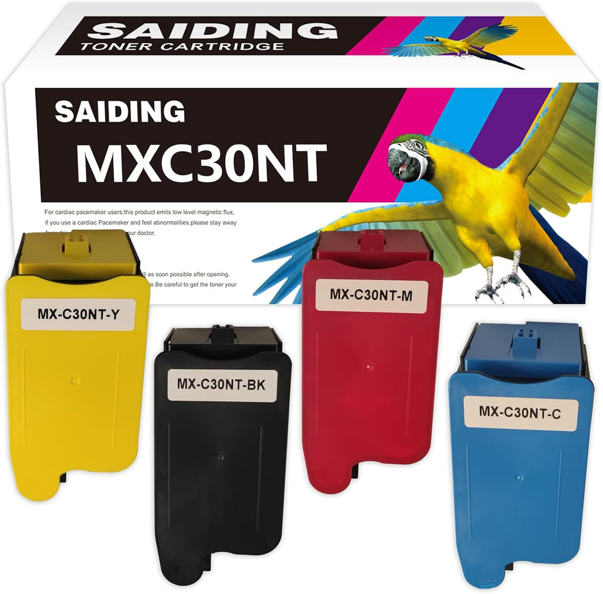 SAIDING Comptible Toner Cartridge Replacement for MX-C30NT-B MX-C30NT-C MX-C30NT-M MX-C30NT-Y for Sharp MX-C30NT MX-C301W MX-C250F C300P C300W C301W C303W C304W C305W C306W Printer (4 Pack)