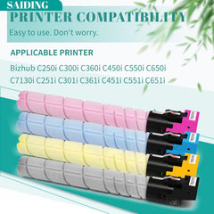 Compatible Toner Cartridge Replacement for Konica TN328 TN-328 TN626 TN330 TN628 for Minolta Bizhub C250i C300i C360i C450i C550i C650i C7130i C251i C301i C361i C451i C551i C651i Printer(4 Pack
