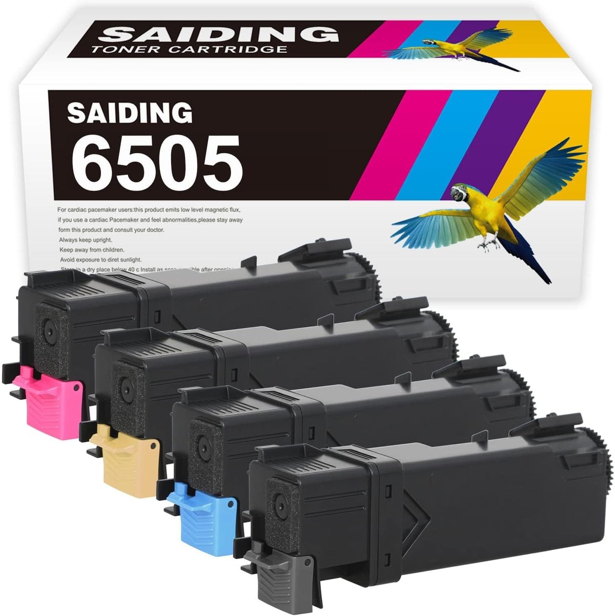 SAIDING 6500 6505 Compatible Toner Cartridge Replacement for 106R01594 106R01595 106R01596 106R01597 for Xerox Phaser 6500 6500N 6500DN Printer (4 Pack)